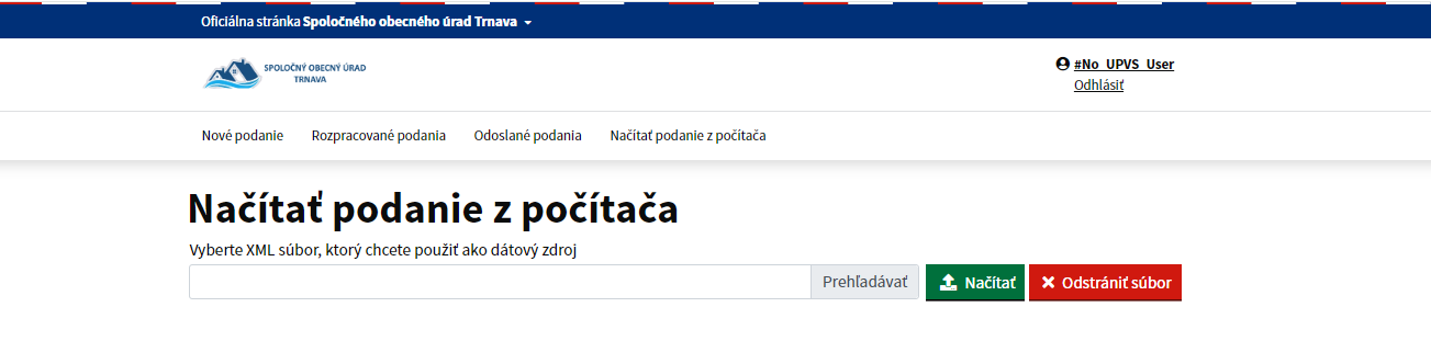 Načítanie šablóny formulára